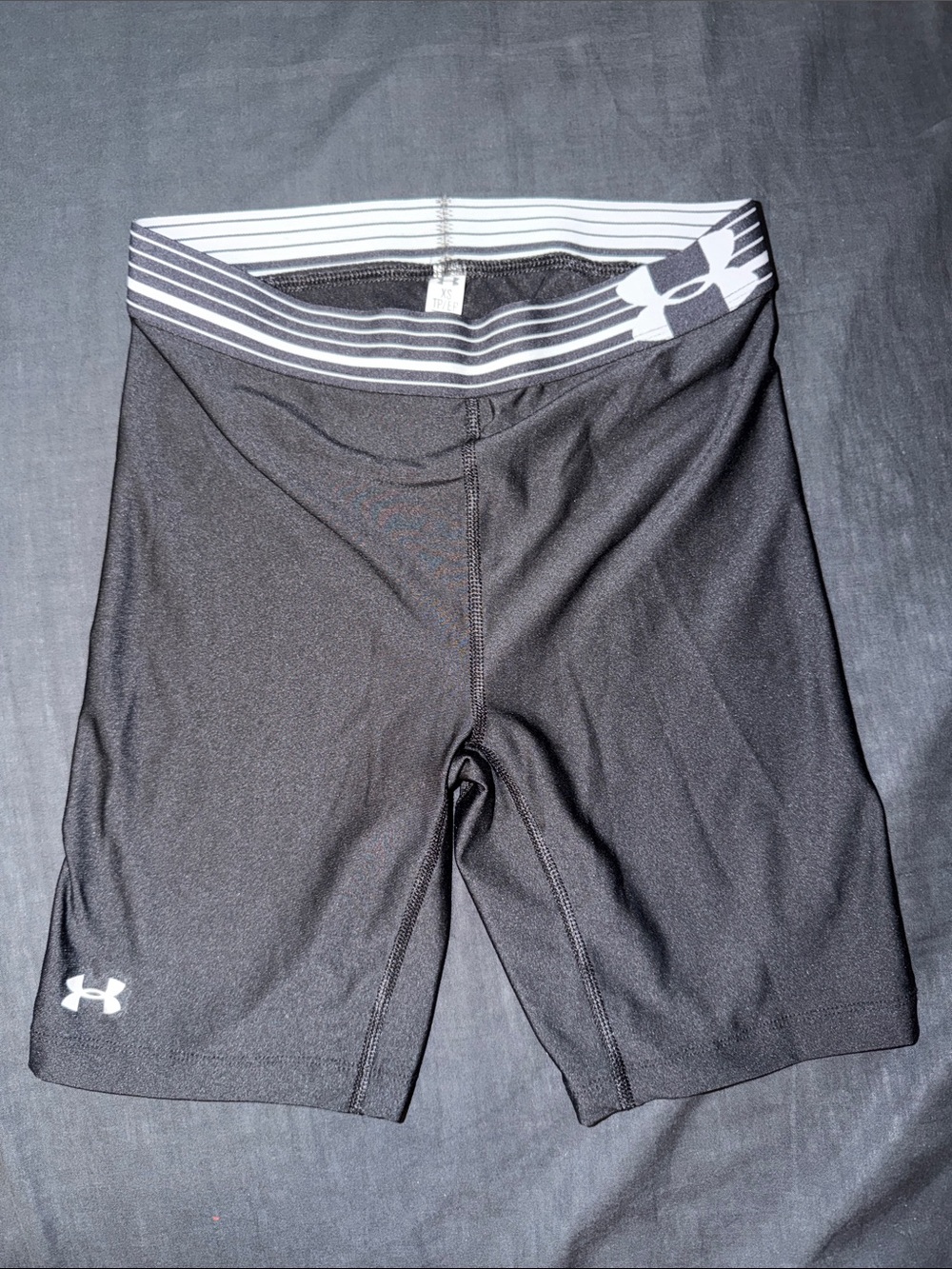 Under Armour Women’s Black Bike/Compression Shorts with Striped Waistband